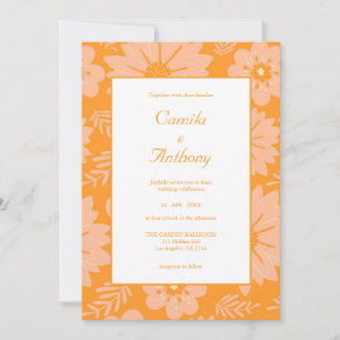 Retro Vintag Peach Fuzz Orange Blume Muster Einladung