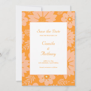 Retro Vintag Peach Fuzz Orange Blume Muster Einladung