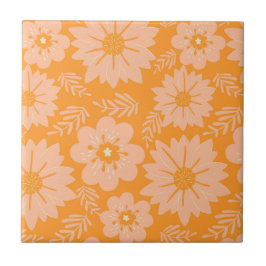 Retro Vintag Peach Fuzz Orange Blume Muster Fliese