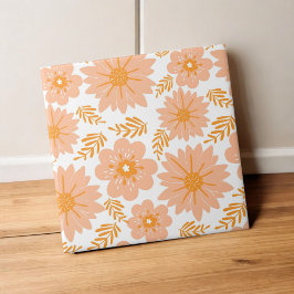 Retro Vintag Peach Fuzz Orange Blume Muster Fliese