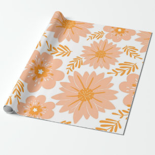 Retro Vintag Peach Fuzz Orange Blume Muster Geschenkpapier
