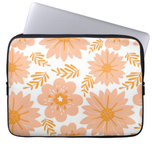 Retro Vintag Peach Fuzz Orange Blume Muster Laptopschutzhülle