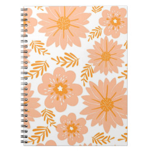 Retro Vintag Peach Fuzz Orange Blume Muster Notizblock