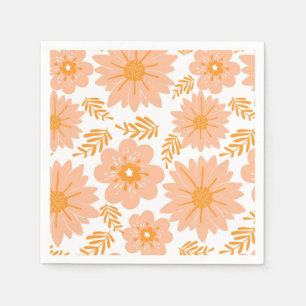 Retro Vintag Peach Fuzz Orange Blume Muster Serviette