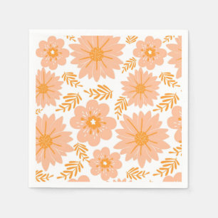 Retro Vintag Peach Fuzz Orange Blume Muster Serviette