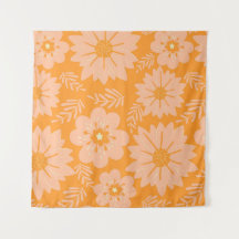 Retro Vintag Peach Fuzz Orange Blume Muster