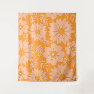 Retro Vintag Peach Fuzz Orange Blume Muster Wandteppich