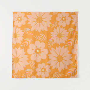 Retro Vintag Peach Fuzz Orange Blume Muster Wandteppich