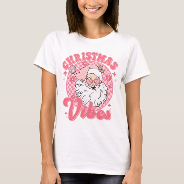 Retro Vintag Pink Christmas Vibes Festival T-Shirt (Vorderseite)