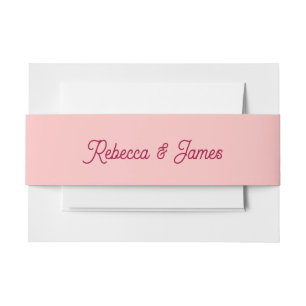Retro Vintag Pink Fuchsia Typografy Wedding Einladungsbanderole