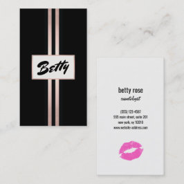 Retro Vintag Pink KissingLippen Gold Strip Beauty Visitenkarte