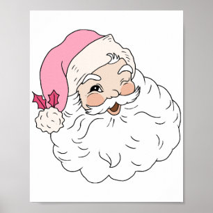 Retro Vintag Pink Santa Claus Poster