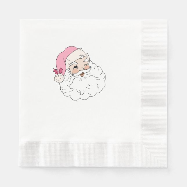 Retro Vintag Pink Santa Claus Serviette (Vorderseite)