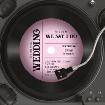 Retro Vintag Pink Vignette Vinyl Record Wedding