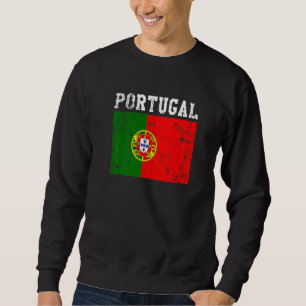 Retro Vintag Portugal Flaggen Portugiesische Wurze Sweatshirt