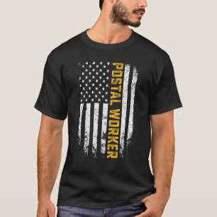 Retro Vintag Postal Worker American Flag US Posta T-Shirt
