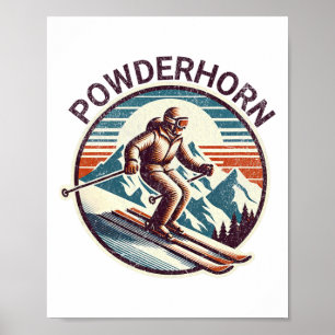 Retro Vintag Powderhorn Colorado Ski Resort Winte Poster