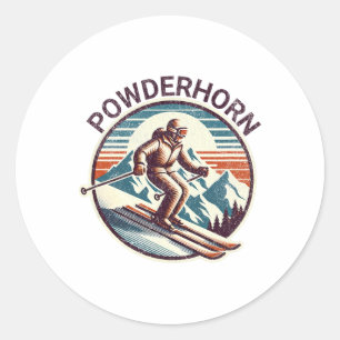 Retro Vintag Powderhorn Colorado Ski Resort Winte Runder Aufkleber