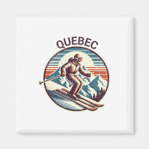 Retro Vintag Quebec Canada Ski Resort Winter Skii Magnet