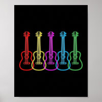 Retro Vintag Rainbow Ukulele Player Hawaiian