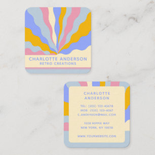 Retro Vintag Rays Abstrakter Trendname Quadratische Visitenkarte