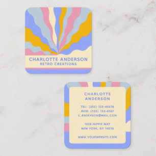 Retro Vintag Rays Abstrakter Trendname Quadratische Visitenkarte