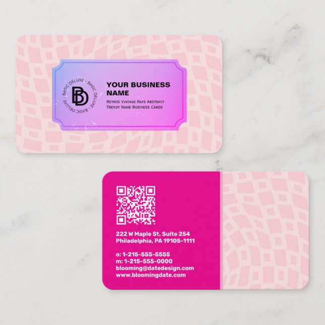 Retro Vintag Rays Abstrakter Trendname Visitenkarte (Vorne/Hinten)