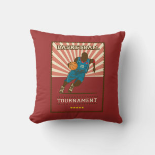 Retro Vintag Red Basketballer Throw Kissen