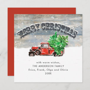 Retro Vintag Red Farm LKW Weihnachtsgrüße Feiertagskarte