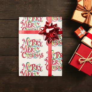 Retro Vintag Red Frohe Weihnachten Wasserfarbe Typ Geschenkpapier