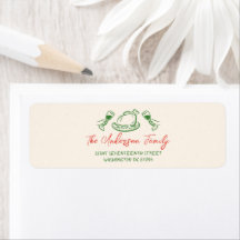 Retro Vintag Red Green Hand Drawn Frohe Weihnachte