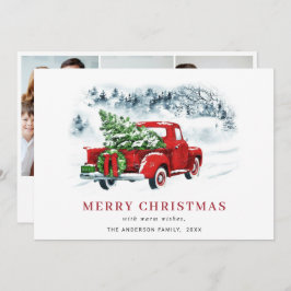 Retro Vintag Red Truck Weihnachten Gruß 3 FOTO