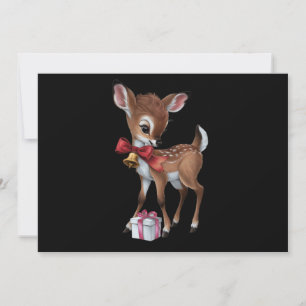 Retro Vintag Reindeer Pink Christmas Baby Dealer Feiertagskarte