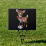 Retro Vintag Reindeer Pink Christmas Baby Dealer Gartenschild<br><div class="desc">Retro Vintag Reindeer Pink Christmas Baby Dealer</div>