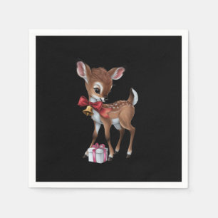 Retro Vintag Reindeer Pink Christmas Baby Dealer Serviette