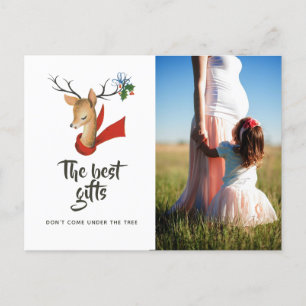 Retro Vintag Rentier Weihnachtsbaby erwartet Ankündigungspostkarte