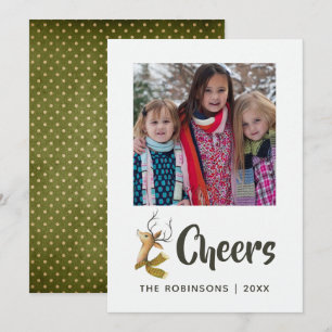 Retro Vintag Rentier Weihnachtsfamilie Foto Karte