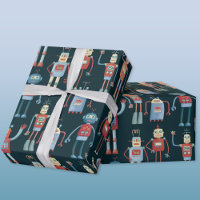 Retro Vintag Robots Wrapping Paper der 50er Jahre