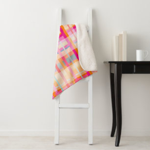 Retro Vintag rosa Kariertes Muster in Pasten Sherpadecke
