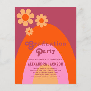 Retro Vintag rosa Orange Graduate Party Budget Flyer
