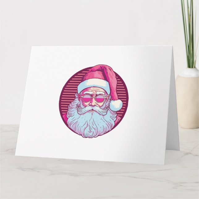 Retro Vintag rosa Santa clus Karte (Vorderseite)