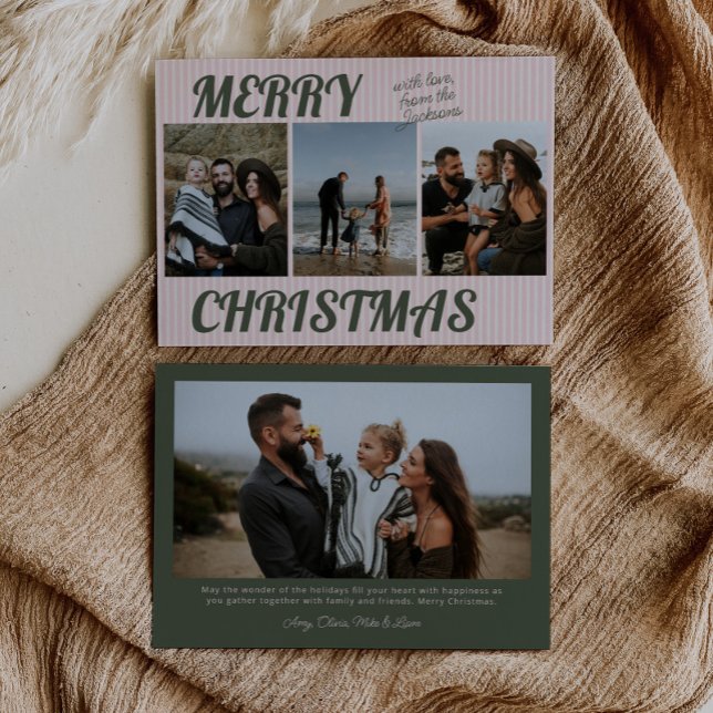 Retro Vintag rosa Streifen Foto Weihnachten (Von Creator hochgeladen)