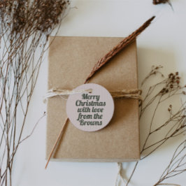 Retro Vintag rosa Streifen Grün Frohe Weihnachten Geschenkanhänger