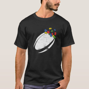 Retro Vintag Rugby Heart Autiseness Sport L T-Shirt