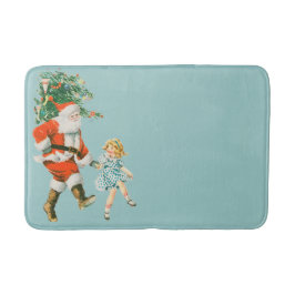 Retro Vintag Santa & Girl Weihnachten Badematte