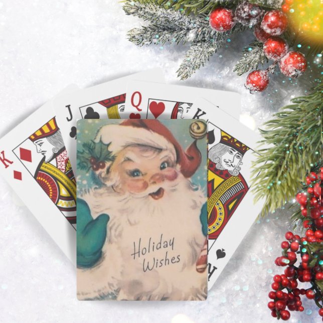 Retro Vintag Santa mit Candy Cane Weihnachten Spielkarten (Von Creator hochgeladen)