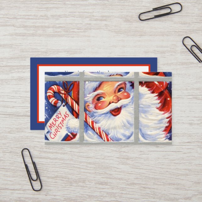 Retro Vintag Santa Zusatzinformationen Visitenkarte (Vorderseite/Rückseite Beispiel)