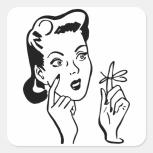 Retro Vintag Schwarz & Weiß Vergessen Sie die Frau Quadratischer Aufkleber