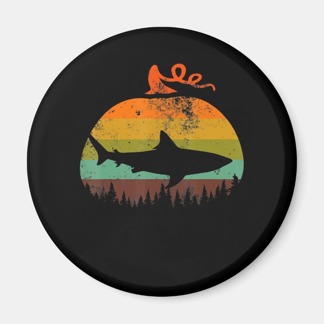 Retro Vintag Shark Pumpkin Halloween Geschenke Magnet (Vorne)