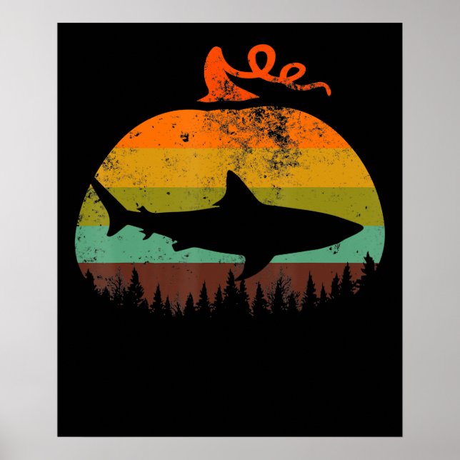 Retro Vintag Shark Pumpkin Halloween Geschenke Poster (Vorne)